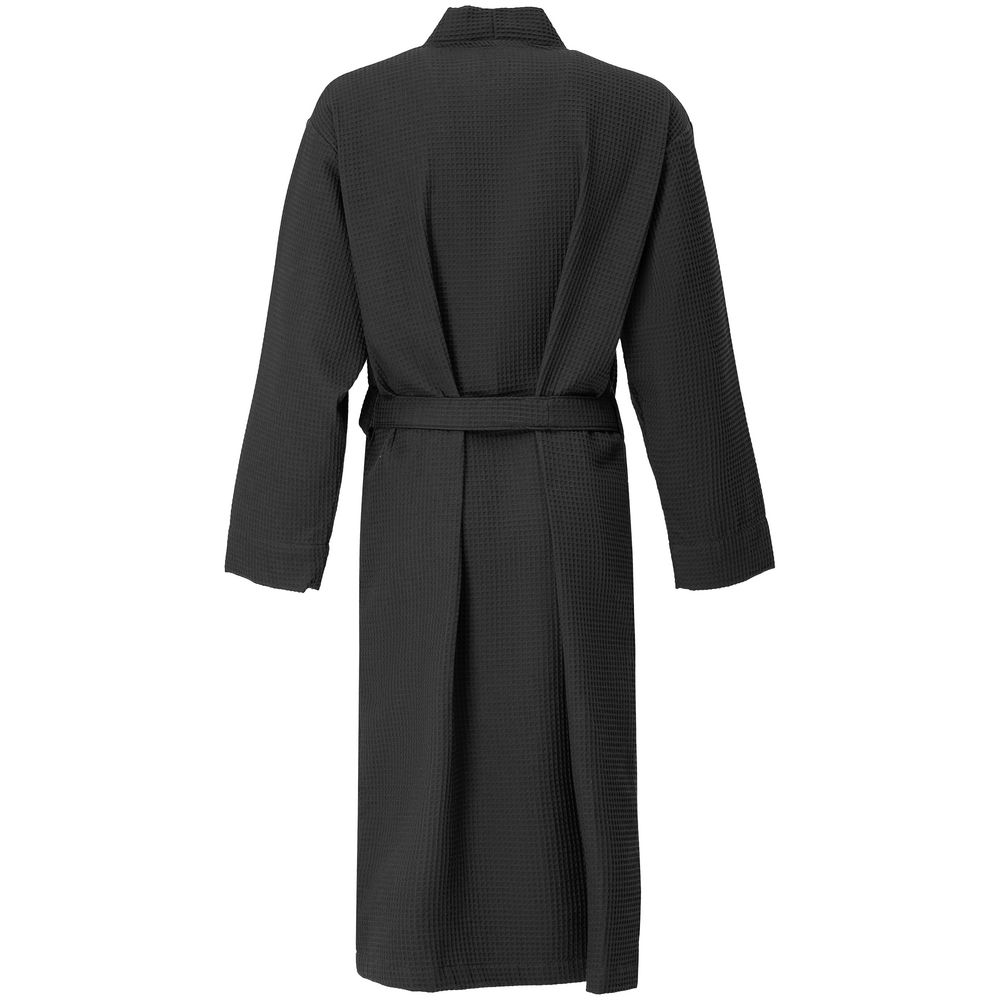 Халат вафельный Kimono, черный — изображение 3
