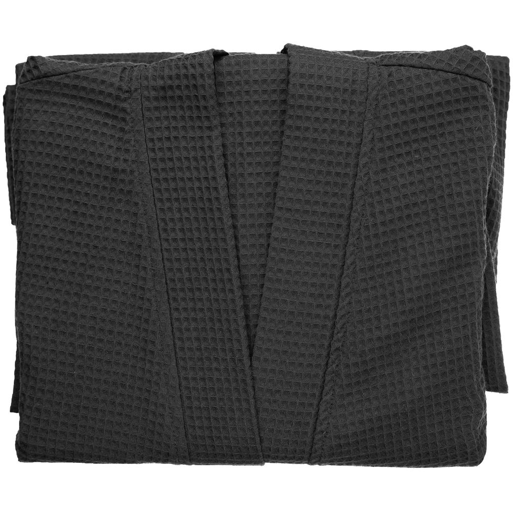 Халат вафельный Kimono, черный — изображение 5