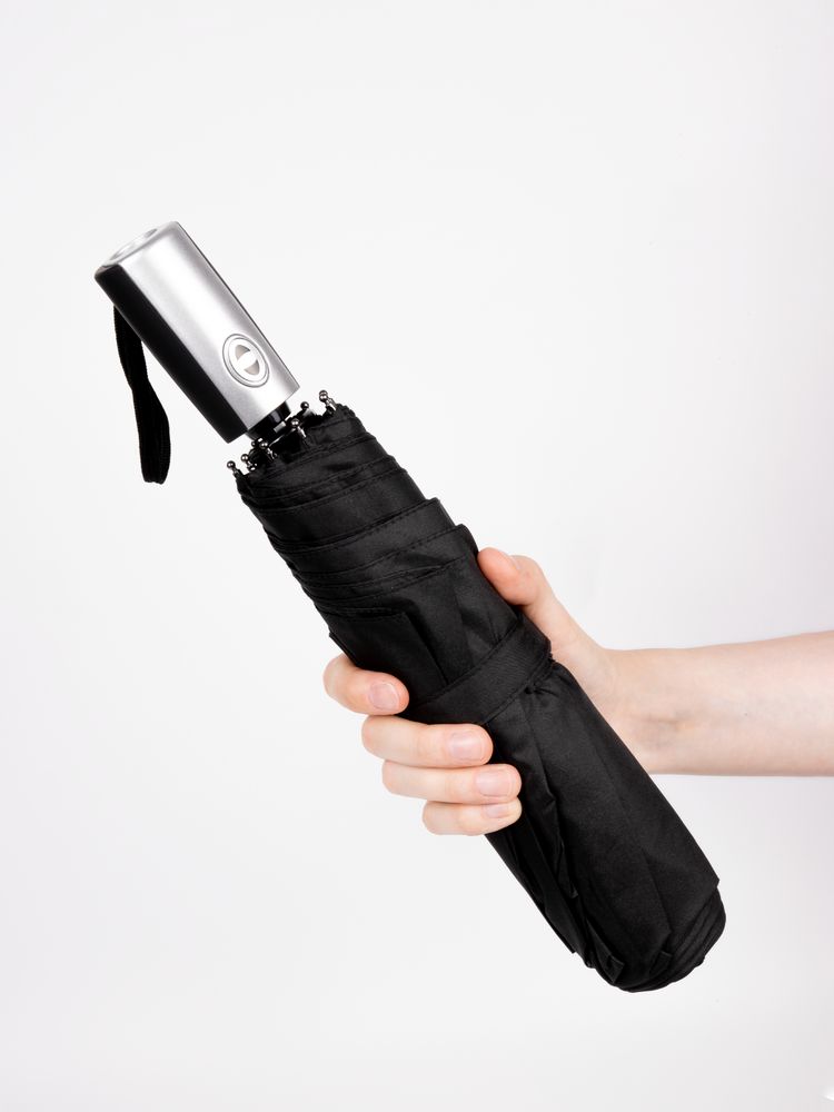 Зонт складной Fiber, черный — изображение 8