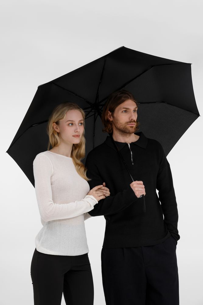 Зонт складной Fiber, черный — изображение 9