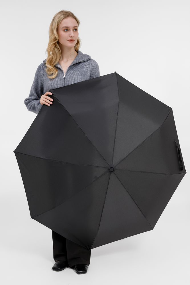 Зонт складной Fiber, черный — изображение 11