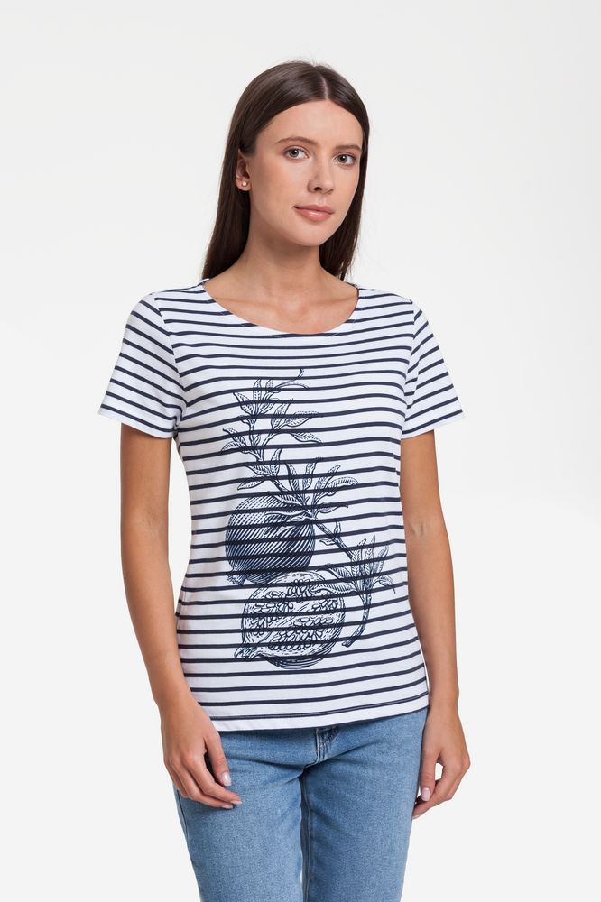 Футболка женская Grand Granat New, белая с синим — изображение 2