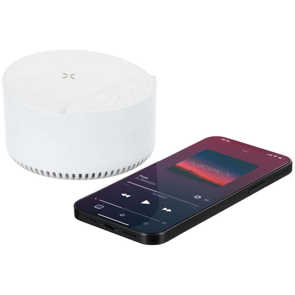 Bluetooth-колонка с беспроводной зарядкой relaxTime, белая — изображение 10