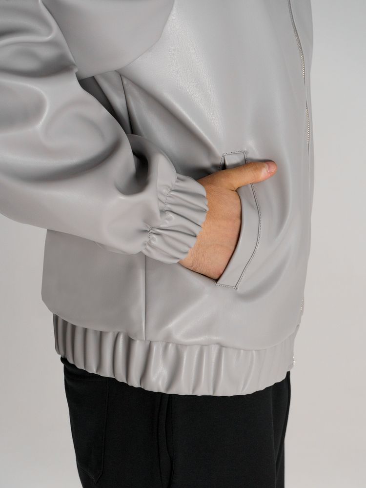 Бомбер из искусственной кожи Univer, серый — изображение 13