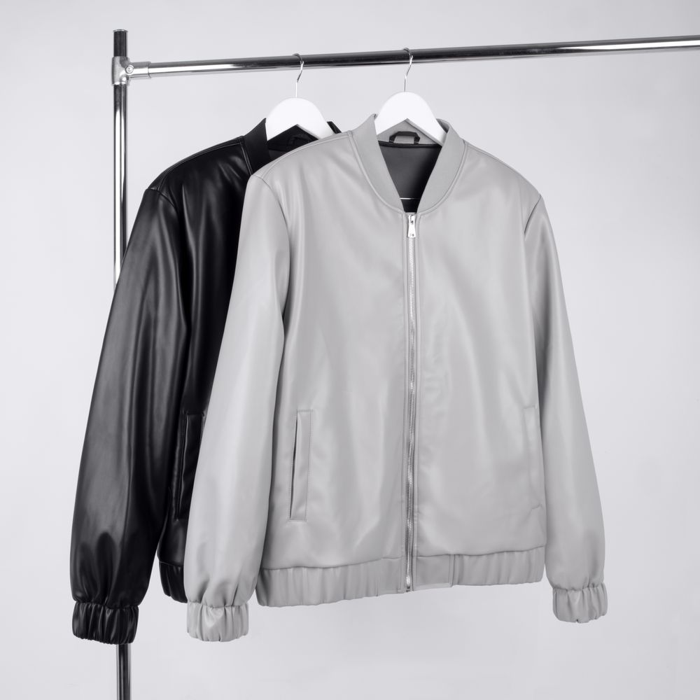Бомбер из искусственной кожи Univer, серый — изображение 5