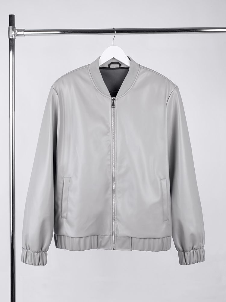 Бомбер из искусственной кожи Univer, серый — изображение 3