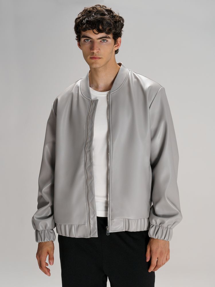 Бомбер из искусственной кожи Univer, серый — изображение 2