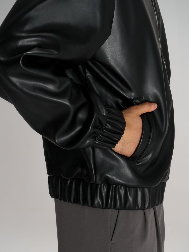 Бомбер из искусственной кожи Univer, черный — изображение 13