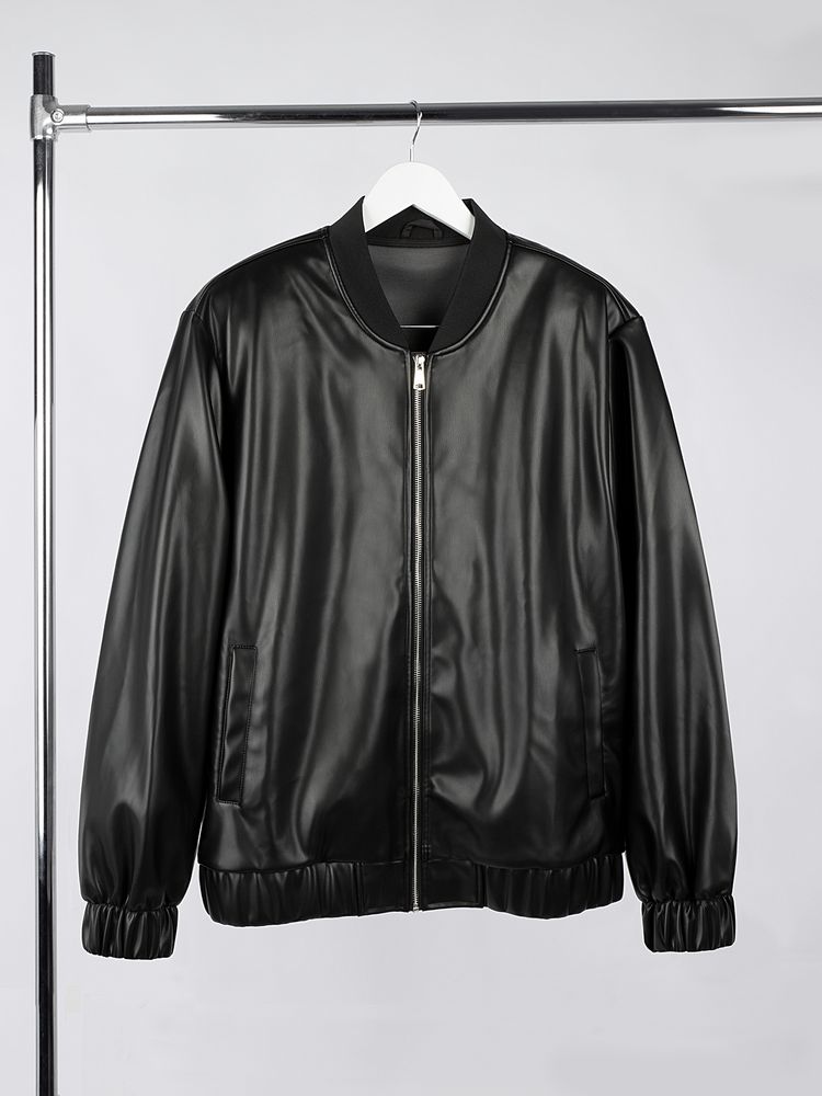 Бомбер из искусственной кожи Univer, черный — изображение 3