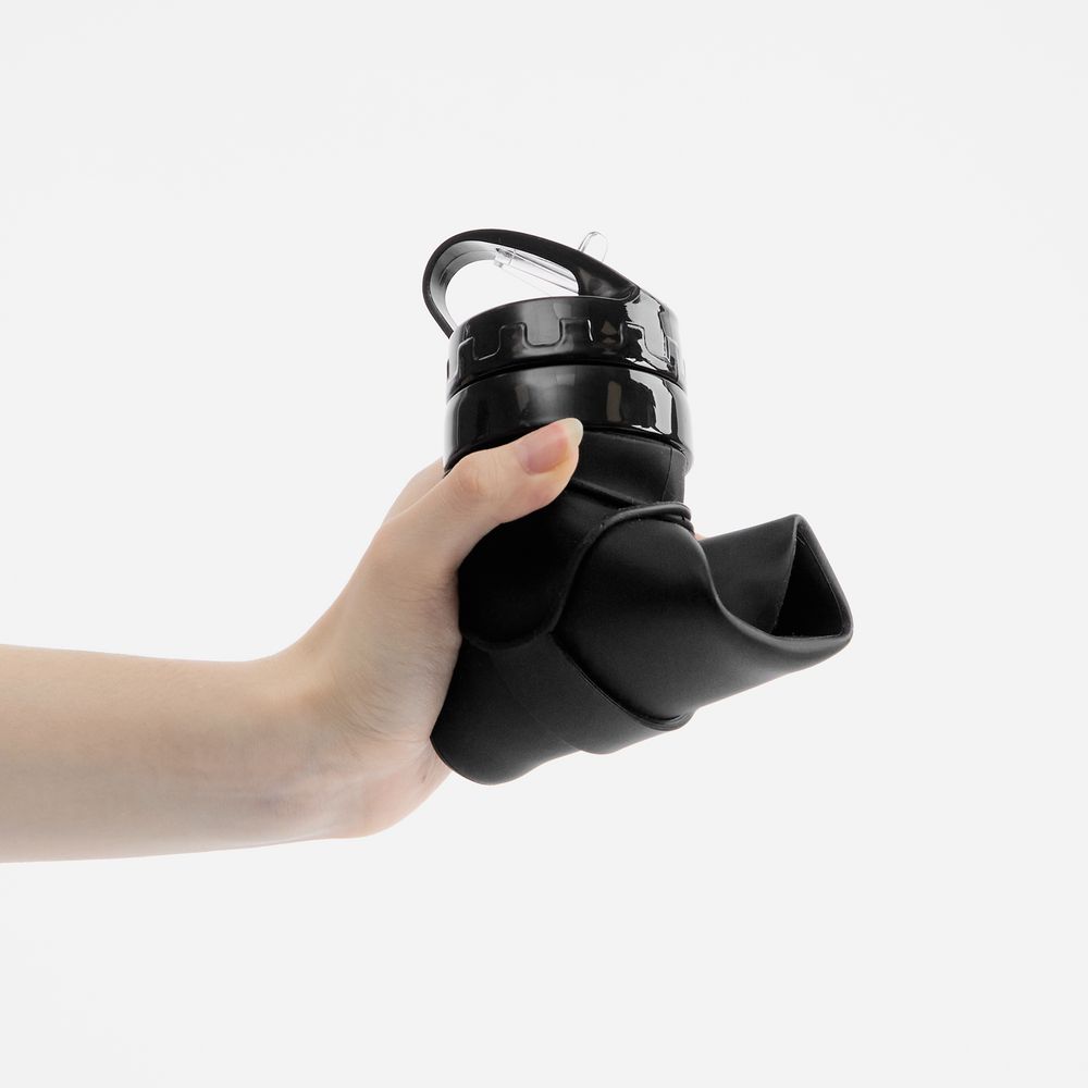 Складная бутылка для воды Langfossen, черная — изображение 8