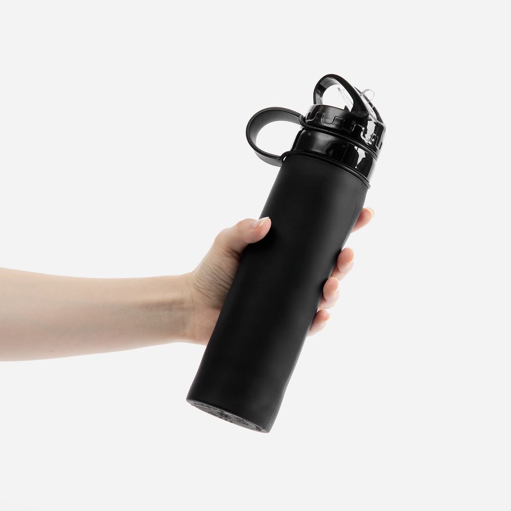 Складная бутылка для воды Langfossen, черная — изображение 7