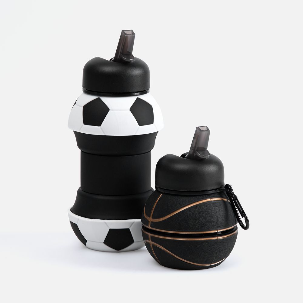 Складная бутылка для воды Football Flex, белая с черным — изображение 9