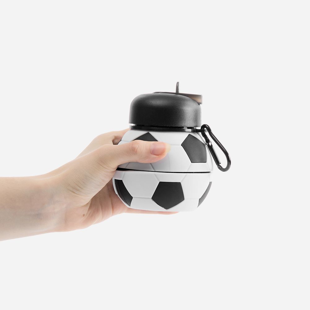 Складная бутылка для воды Football Flex, белая с черным — изображение 7