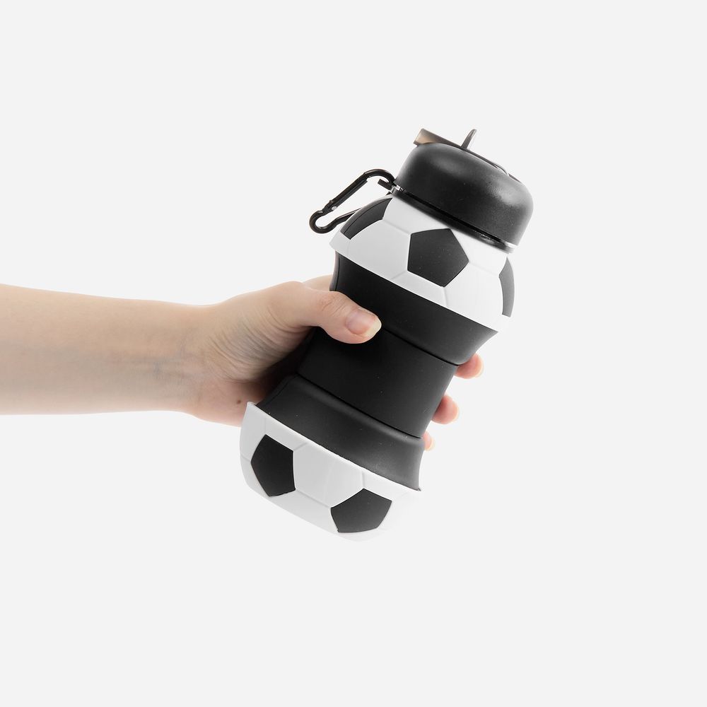 Складная бутылка для воды Football Flex, белая с черным — изображение 8