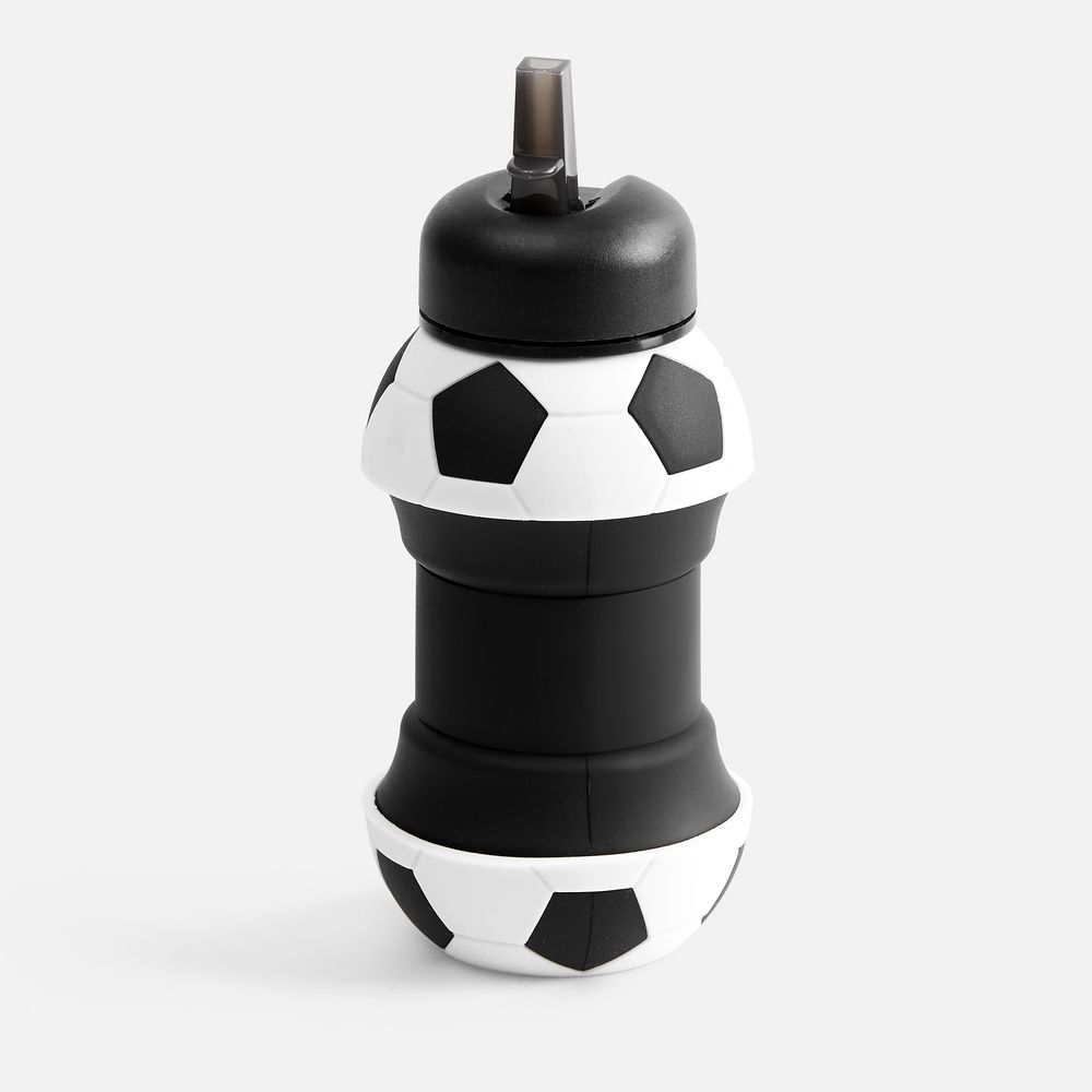 Складная бутылка для воды Football Flex, белая с черным — изображение 3