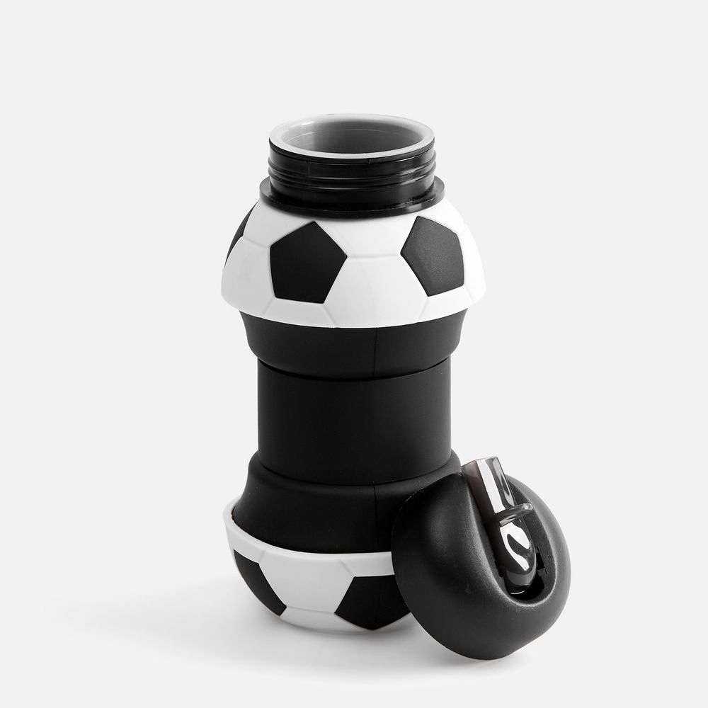 Складная бутылка для воды Football Flex, белая с черным — изображение 4