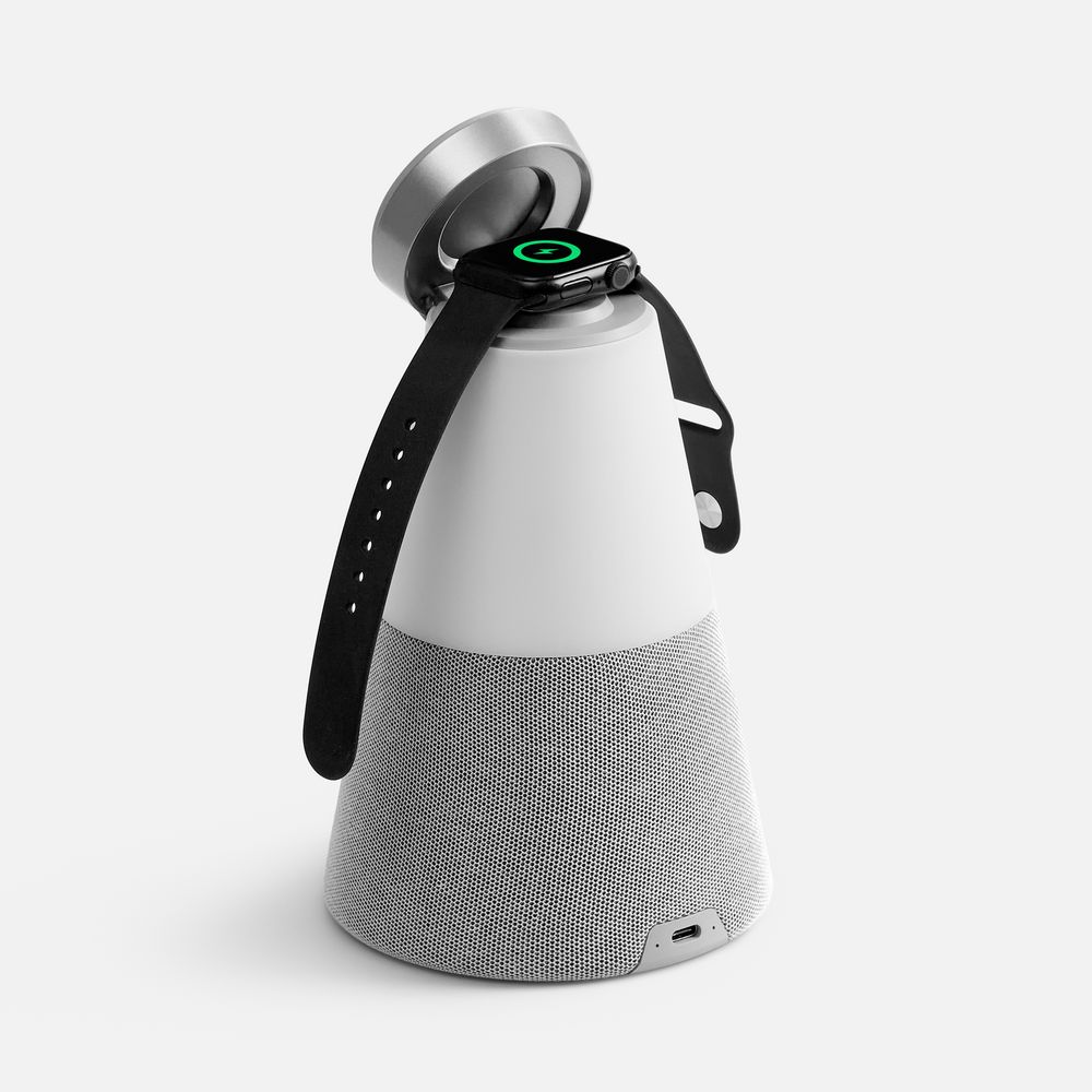 Bluetooth-колонка с беспроводной зарядкой и подсветкой Cone Sonance, серая — изображение 4