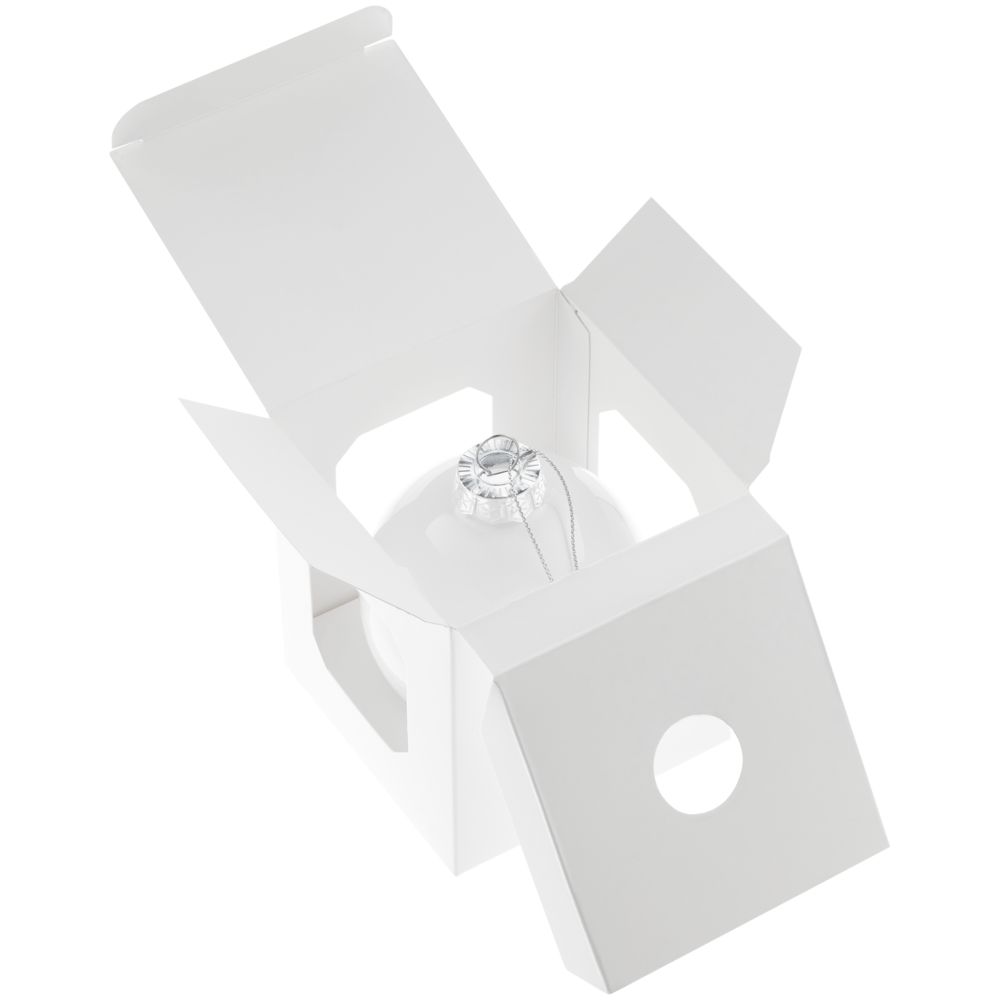 Елочный шар Finery Gloss, 8 см, глянцевый белый — изображение 5