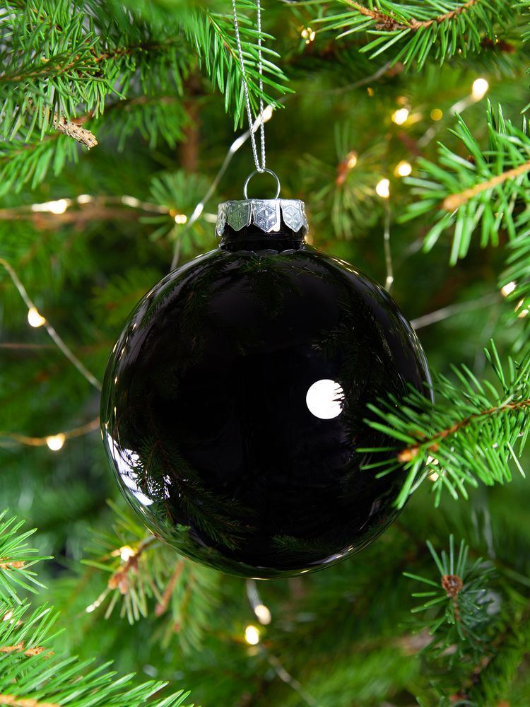 Елочный шар Finery Gloss, 10 см, глянцевый черный — изображение 7