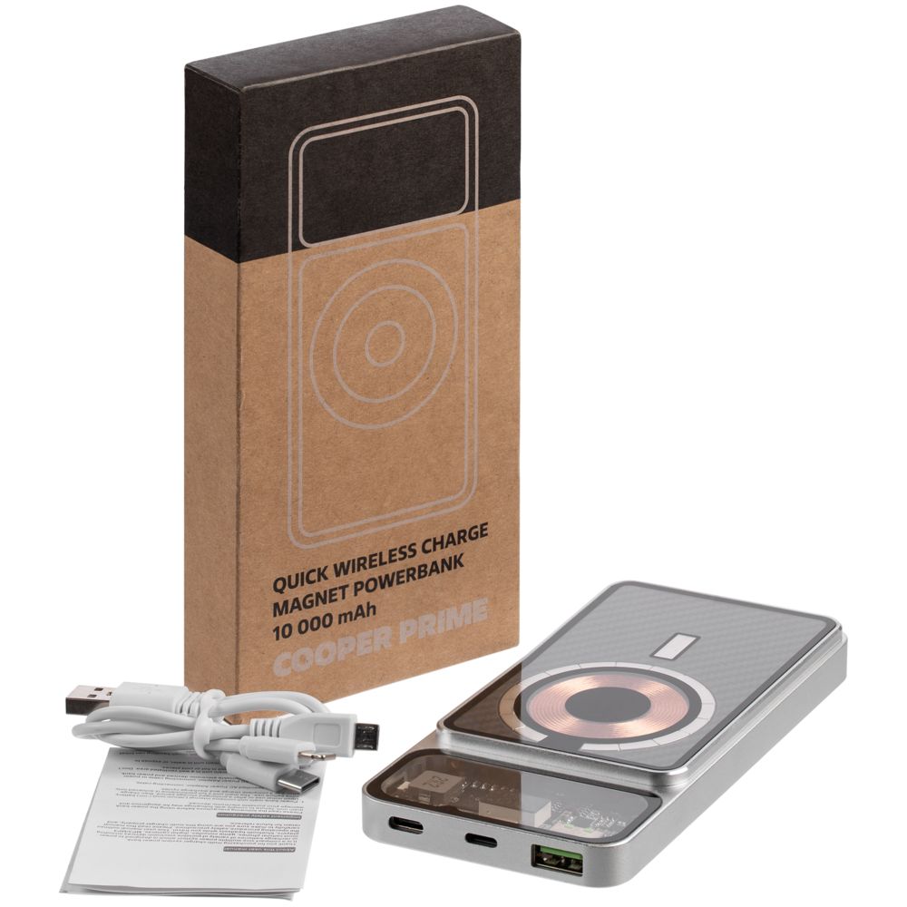 Магнитный беспроводной аккумулятор Cooper Prime 10000 мАч, серебристый — изображение 10