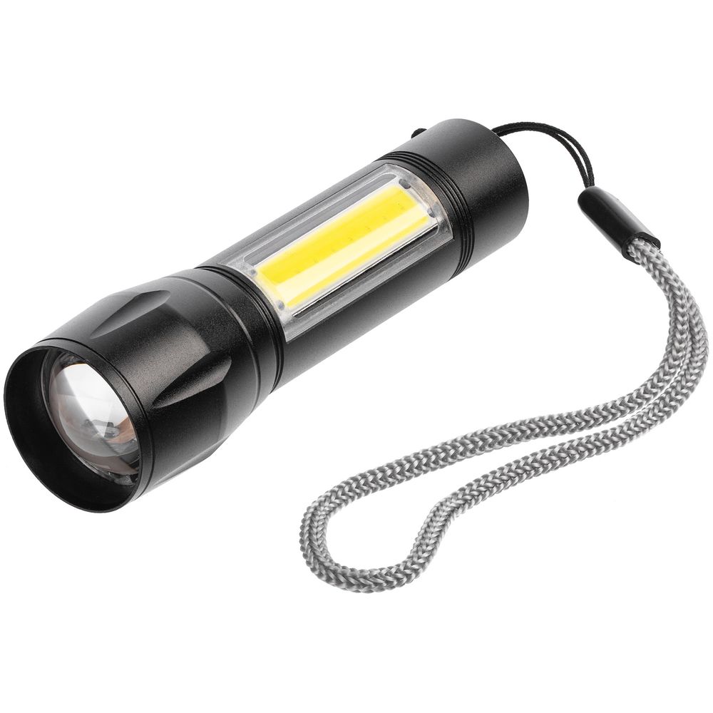 Фонарик аккумуляторный с фокусировкой луча Kirk, черный — изображение 2