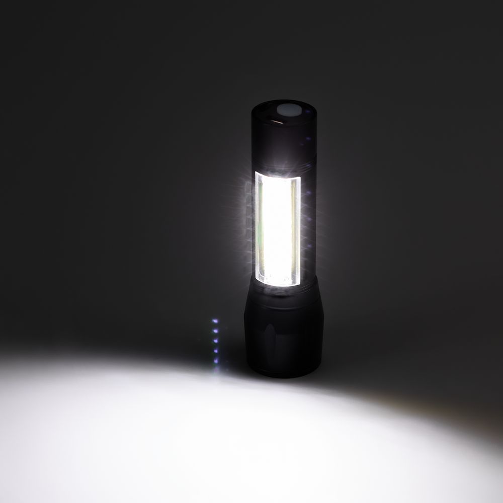 Фонарик аккумуляторный с фокусировкой луча Kirk, черный — изображение 10