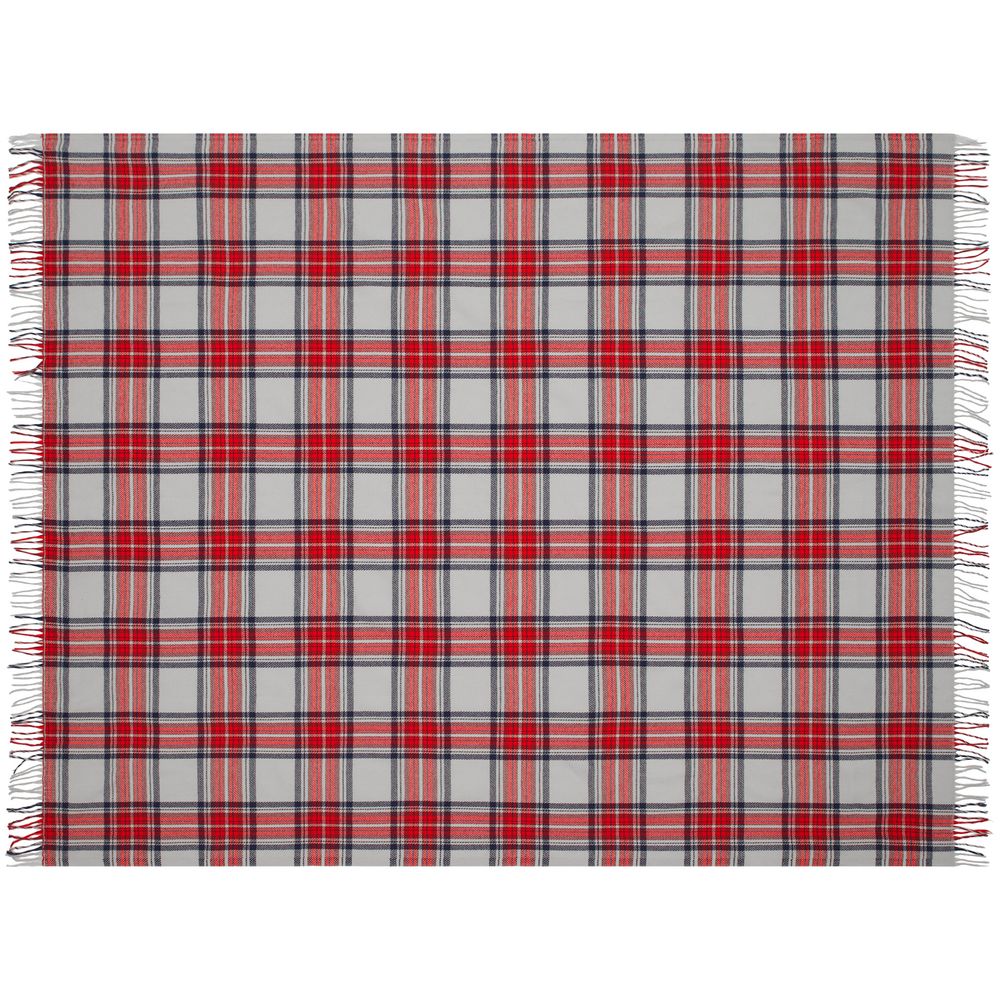 Плед «Валдай», бежевый с красным и синим — изображение 4