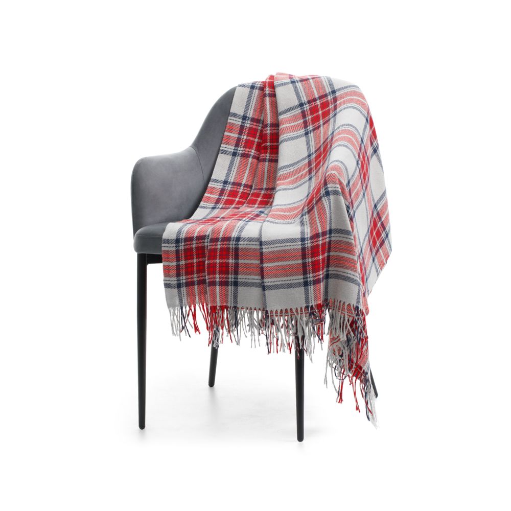 Плед «Валдай», бежевый с красным и синим — изображение 5