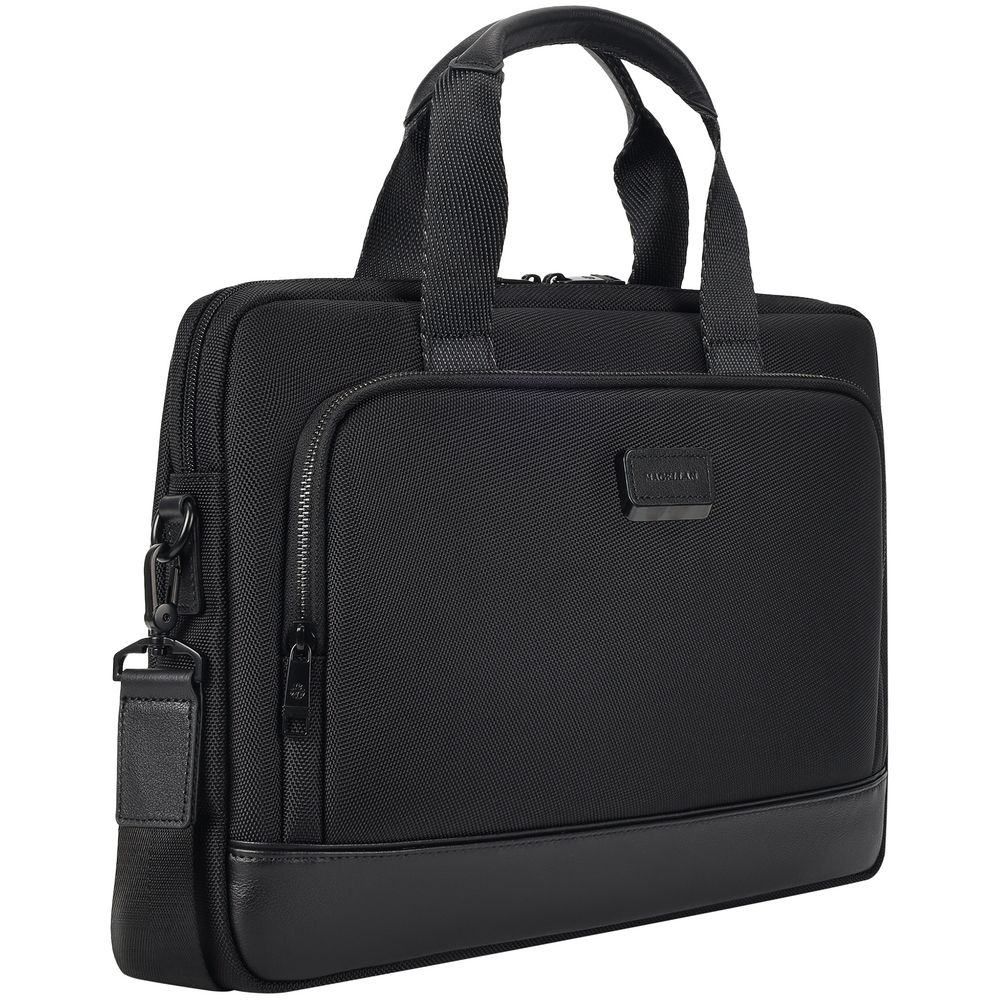 Сумка для ноутбука Santiago с кожаной отделкой, черная — изображение 4
