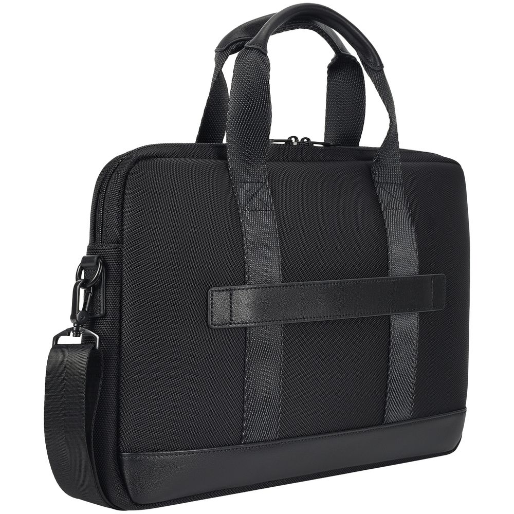 Сумка для ноутбука Santiago с кожаной отделкой, черная — изображение 5
