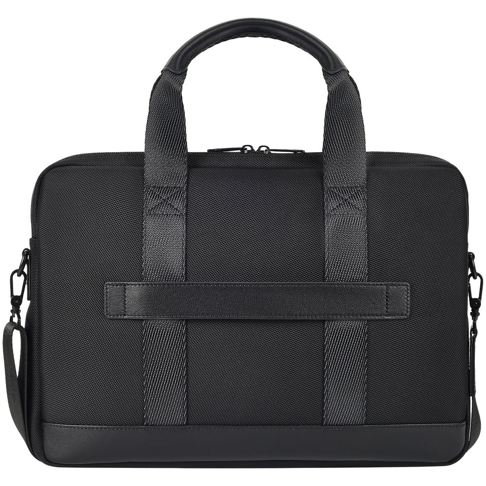 Сумка для ноутбука Santiago с кожаной отделкой, черная — изображение 3