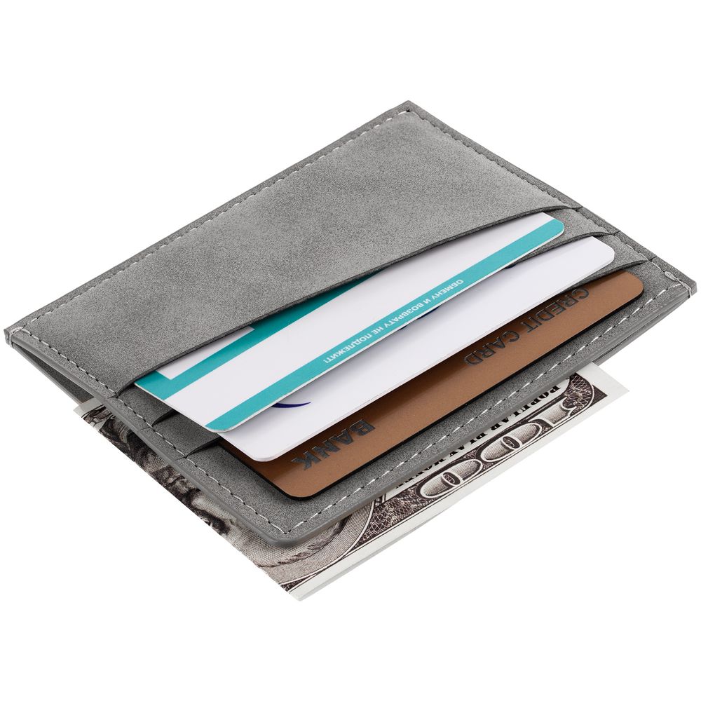 Чехол для карточек Nubuk, светло-серый — изображение 7