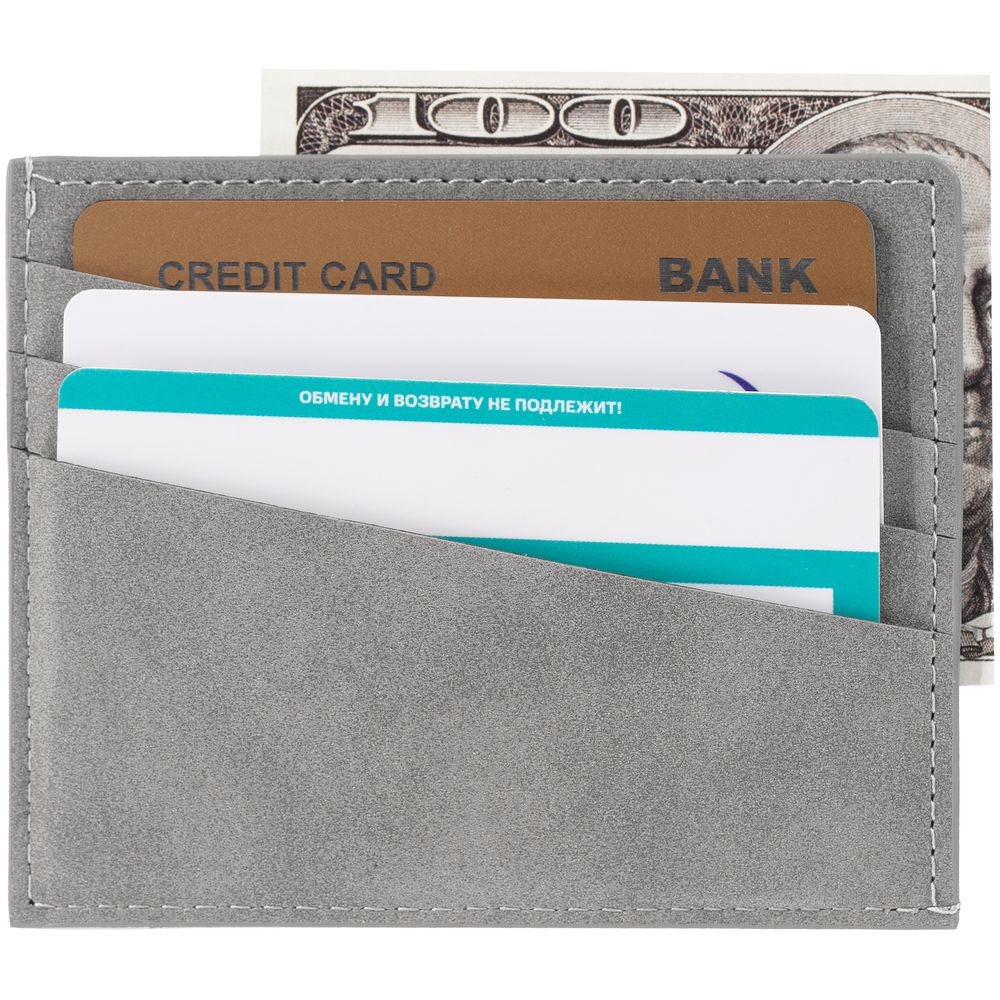 Чехол для карточек Nubuk, светло-серый — изображение 5
