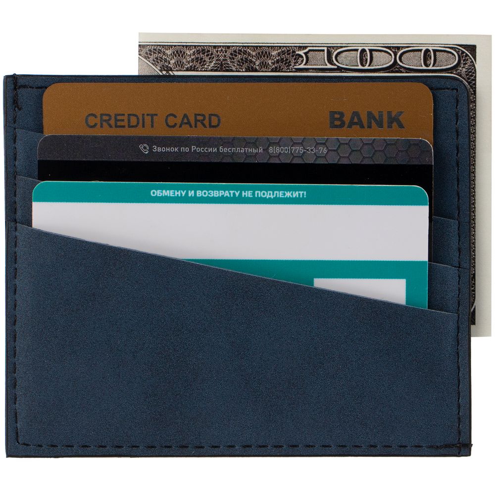 Чехол для карточек Nubuk, синий — изображение 4