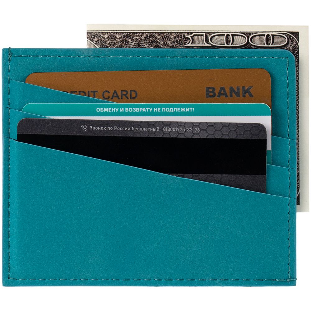 Чехол для карточек Nubuk, бирюзовый — изображение 4