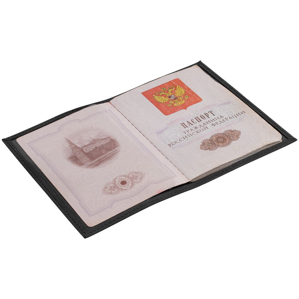 Обложка для паспорта Nubuk, черная — изображение 5