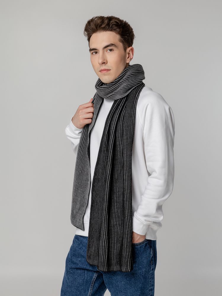 Шарф Nobilis, черный с серым меланжем — изображение 7