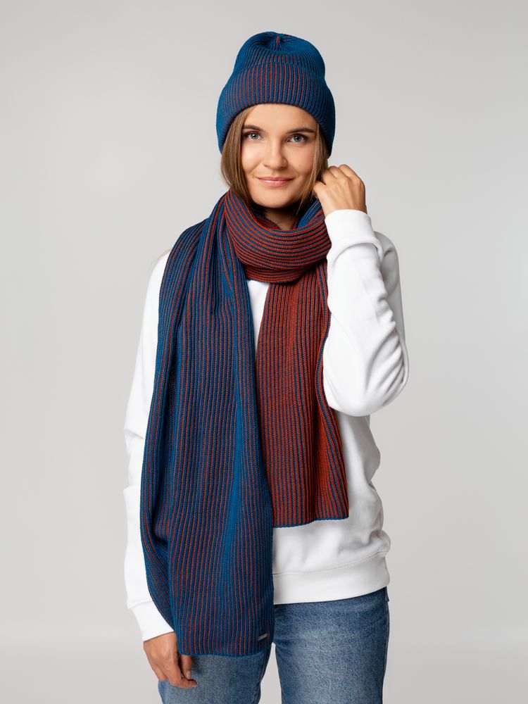 Шарф Nobilis, бирюзовый с терракотовым — изображение 8