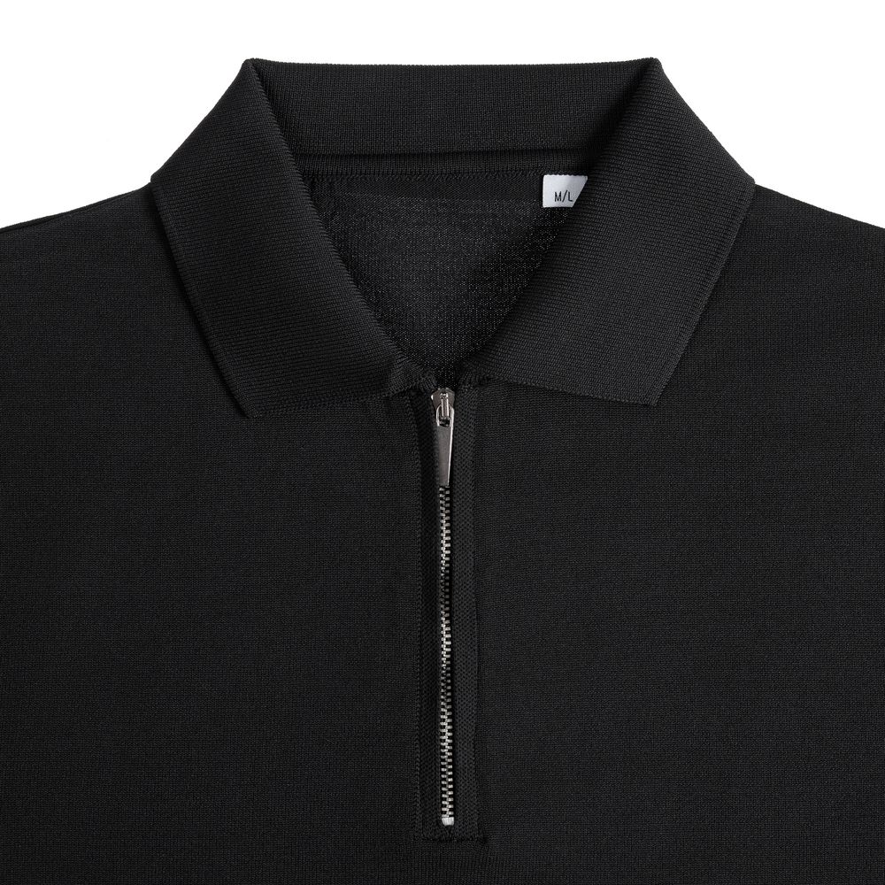 Рубашка поло мужская с длинным рукавом Terrazzo, черная — изображение 4