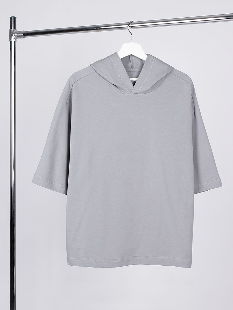 Футболка оверсайз унисекс с капюшоном Neofit, светло-серая — изображение 2
