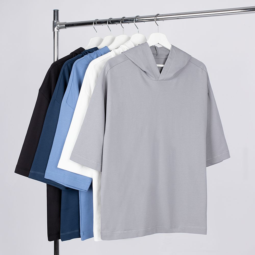 Футболка оверсайз унисекс с капюшоном Neofit, светло-серая — изображение 4