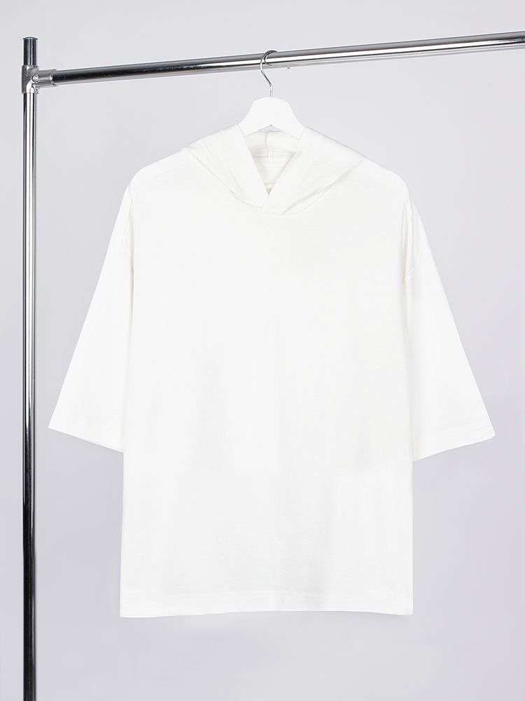 Футболка оверсайз унисекс с капюшоном Neofit, молочно-белая — изображение 2