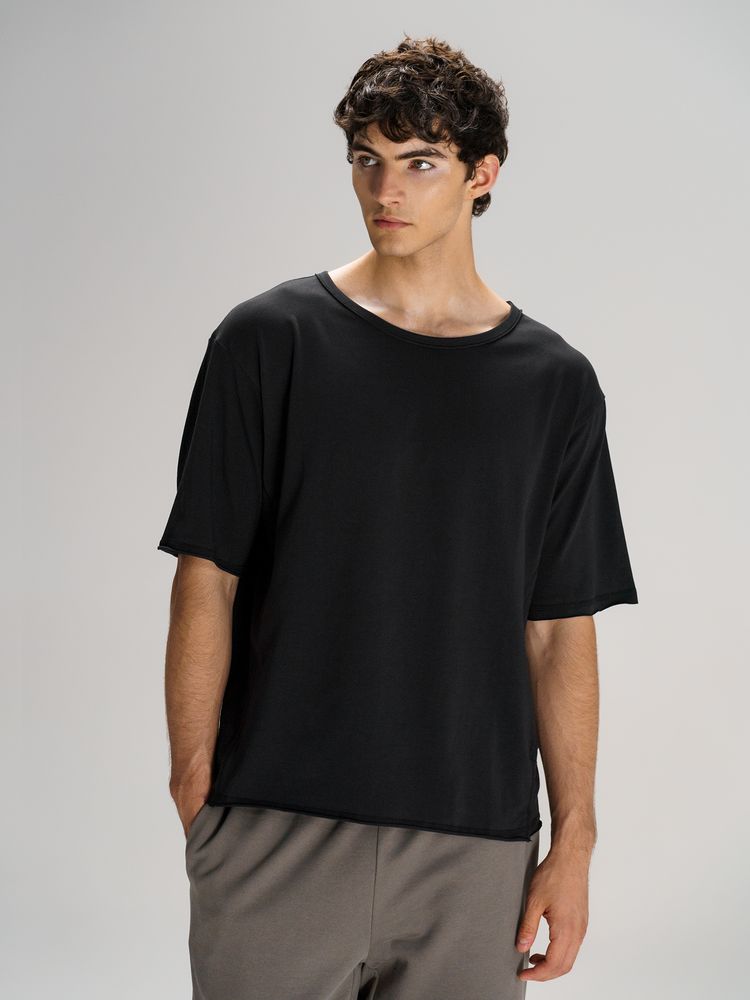 Футболка оверсайз унисекс Vozduh, черная — изображение 10