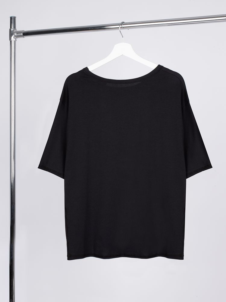 Футболка оверсайз унисекс Vozduh, черная — изображение 3