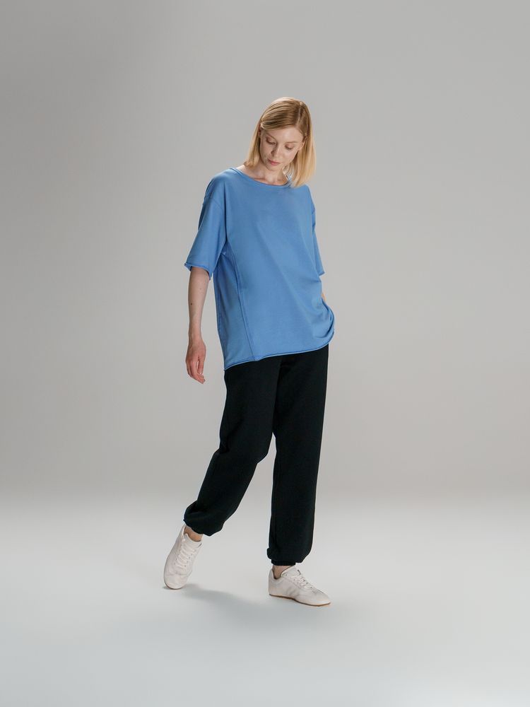 Футболка оверсайз унисекс Vozduh, синяя — изображение 10