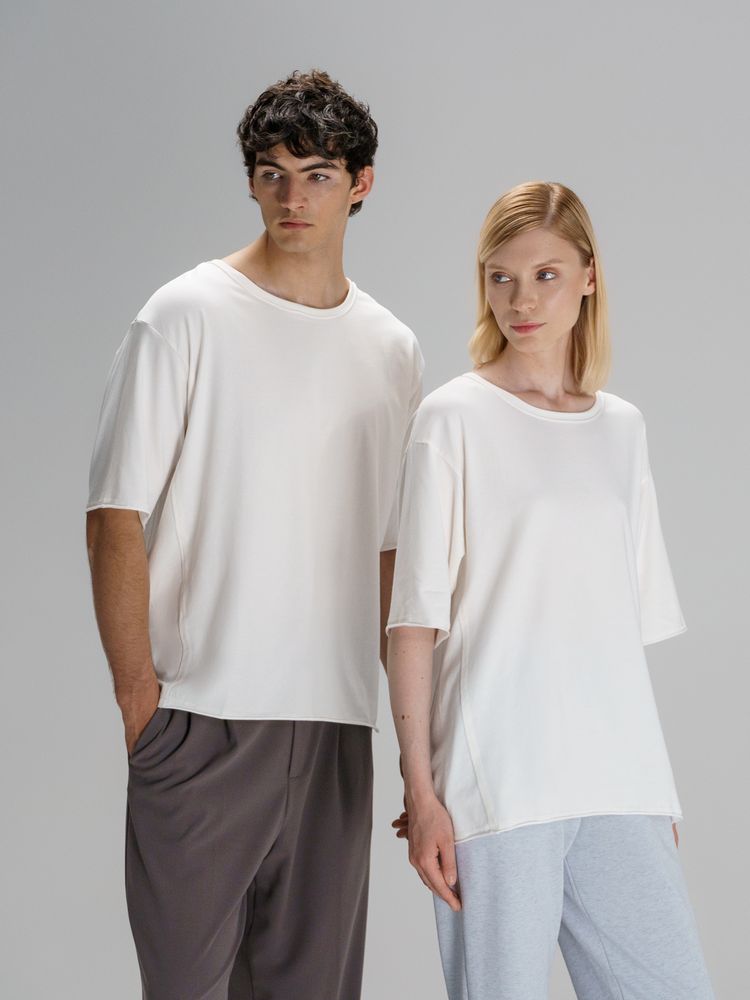 Футболка оверсайз унисекс Vozduh, молочно-белая — изображение 11