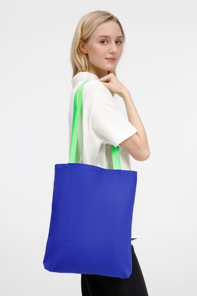Шопер B4, синий с зелеными ручками — изображение 4