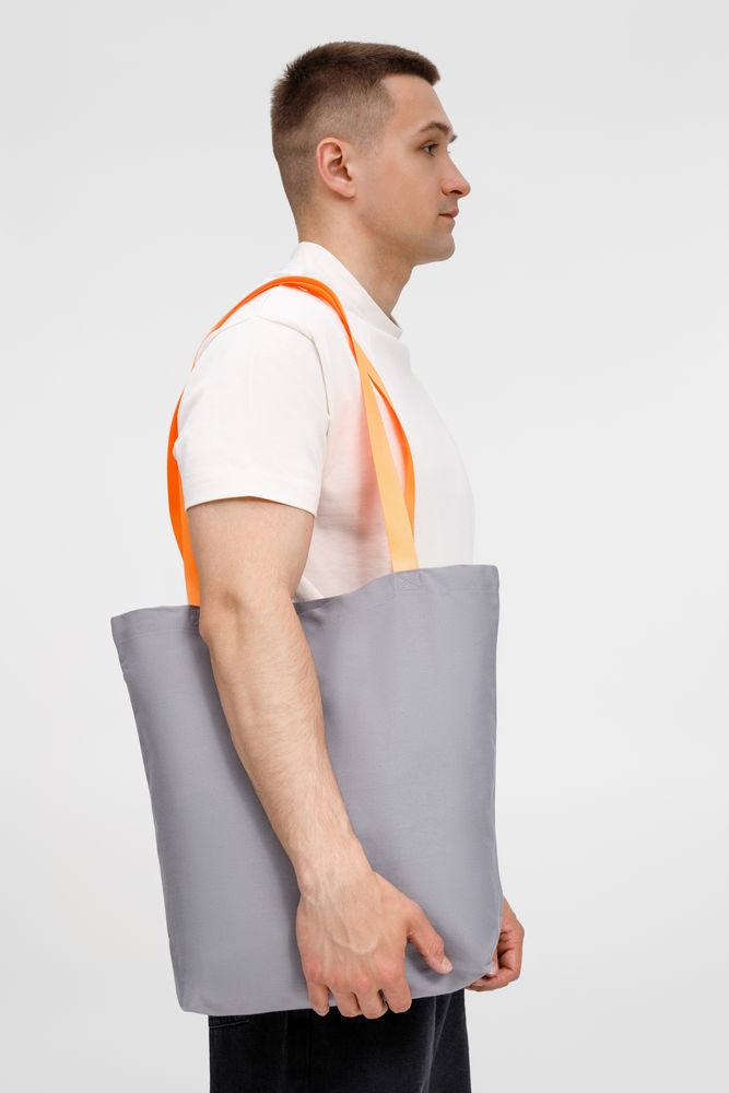Шопер B5, серый с оранжевыми ручками — изображение 4