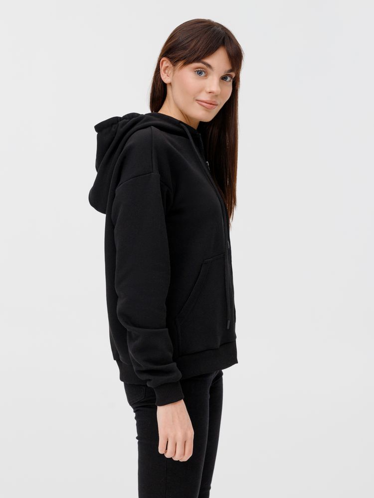 Толстовка унисекс оверсайз на молнии Zippy Terry, черная — изображение 13