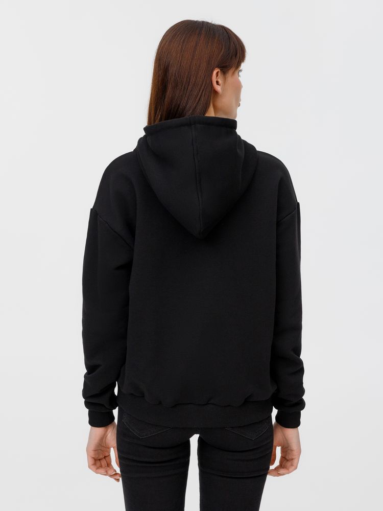 Толстовка унисекс оверсайз на молнии Zippy Terry, черная — изображение 17